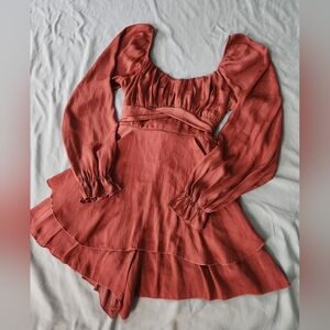 Salmon Ruffled Romper